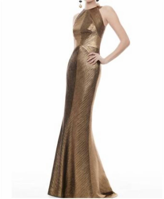 Frascara - Halter Neck Long Gown - clothing - dresses - gold
