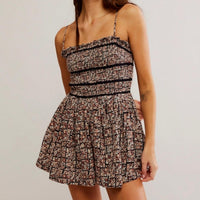Free People - Bali Checked Out Printed Dress - black - clothing - cotton
