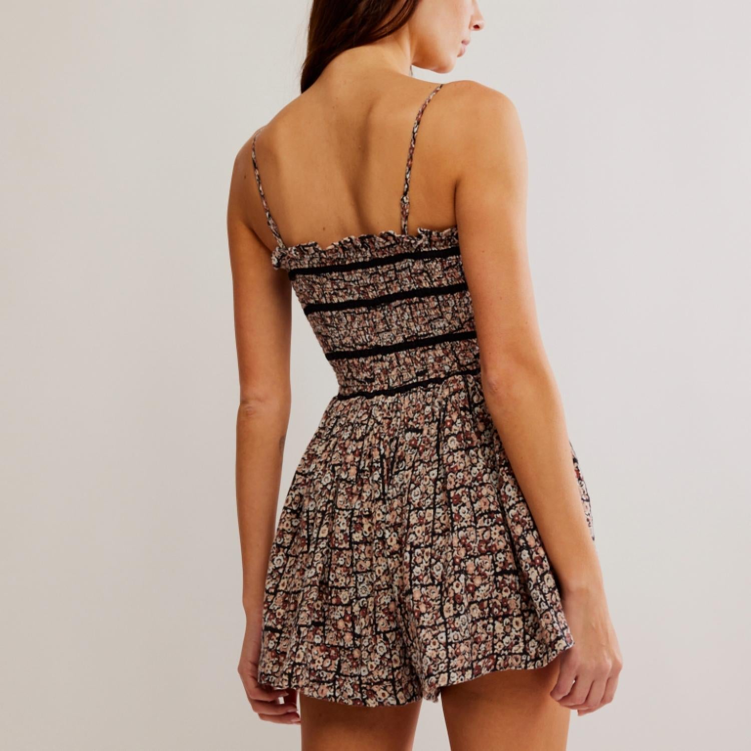 Free People - Bali Checked Out Printed Dress - black - clothing - cotton