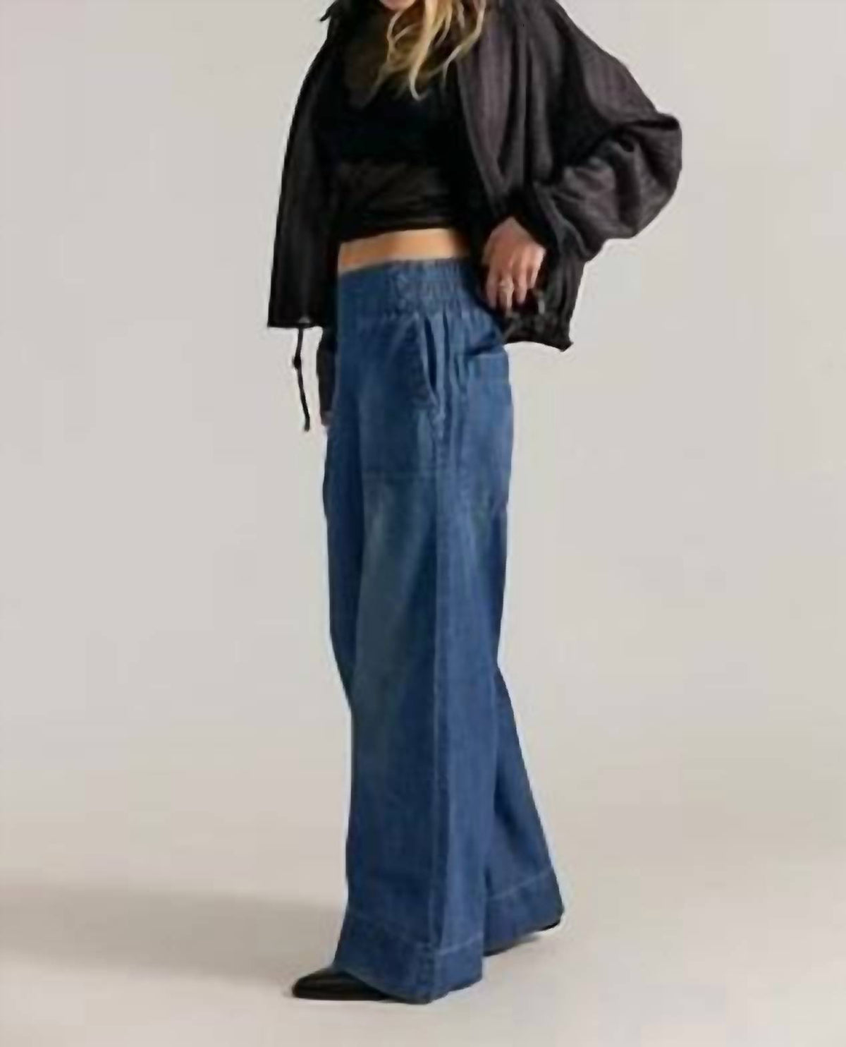 Free People - Breezy Denim Pull On Wide Leg Jean