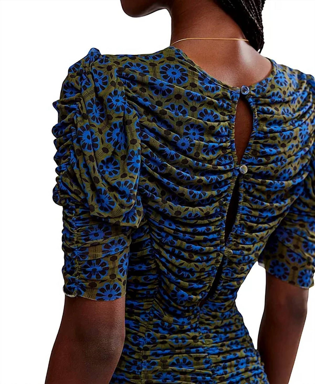 Free People - Briella Printed Ruched Midi Dress