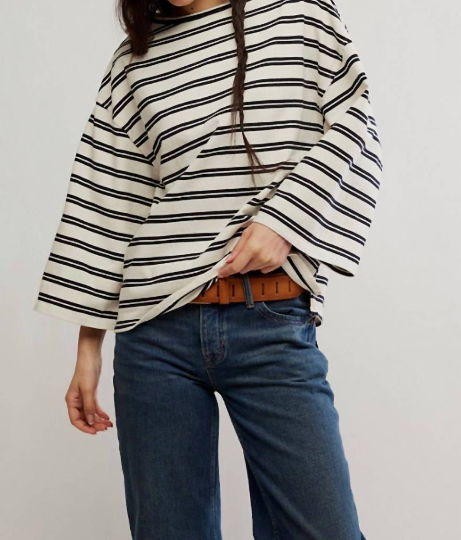 Free People - C'est La Vie Oversized Top - beige - clothing - cotton
