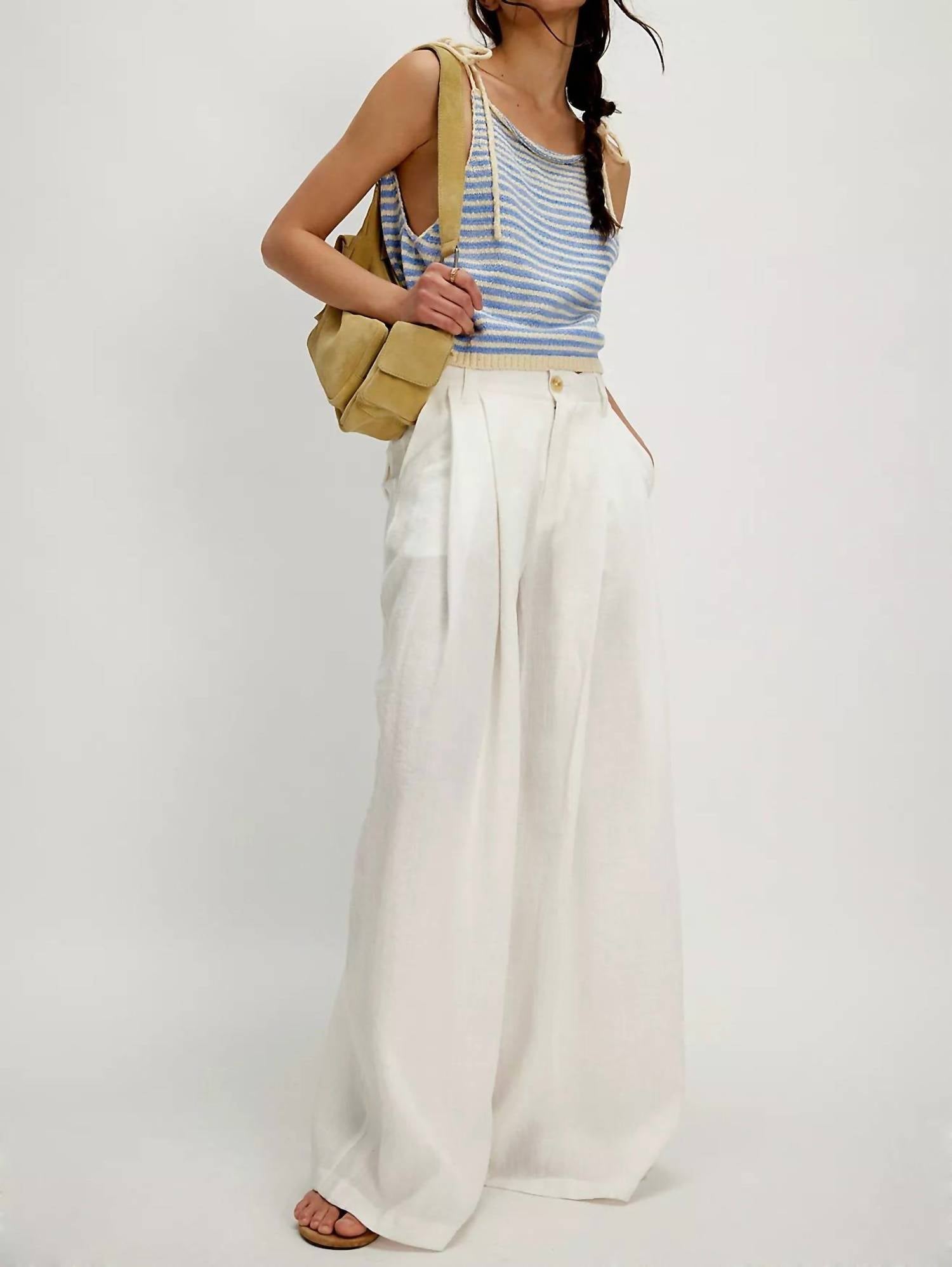 Free People - Claire Knit Tank Top - blue - clothing - cotton - blend