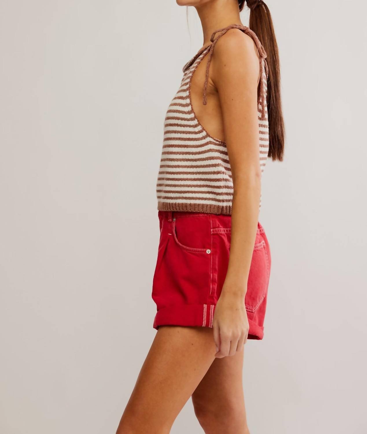 Free People - Claire Knit Tank Top - clothing - cotton - blend - red