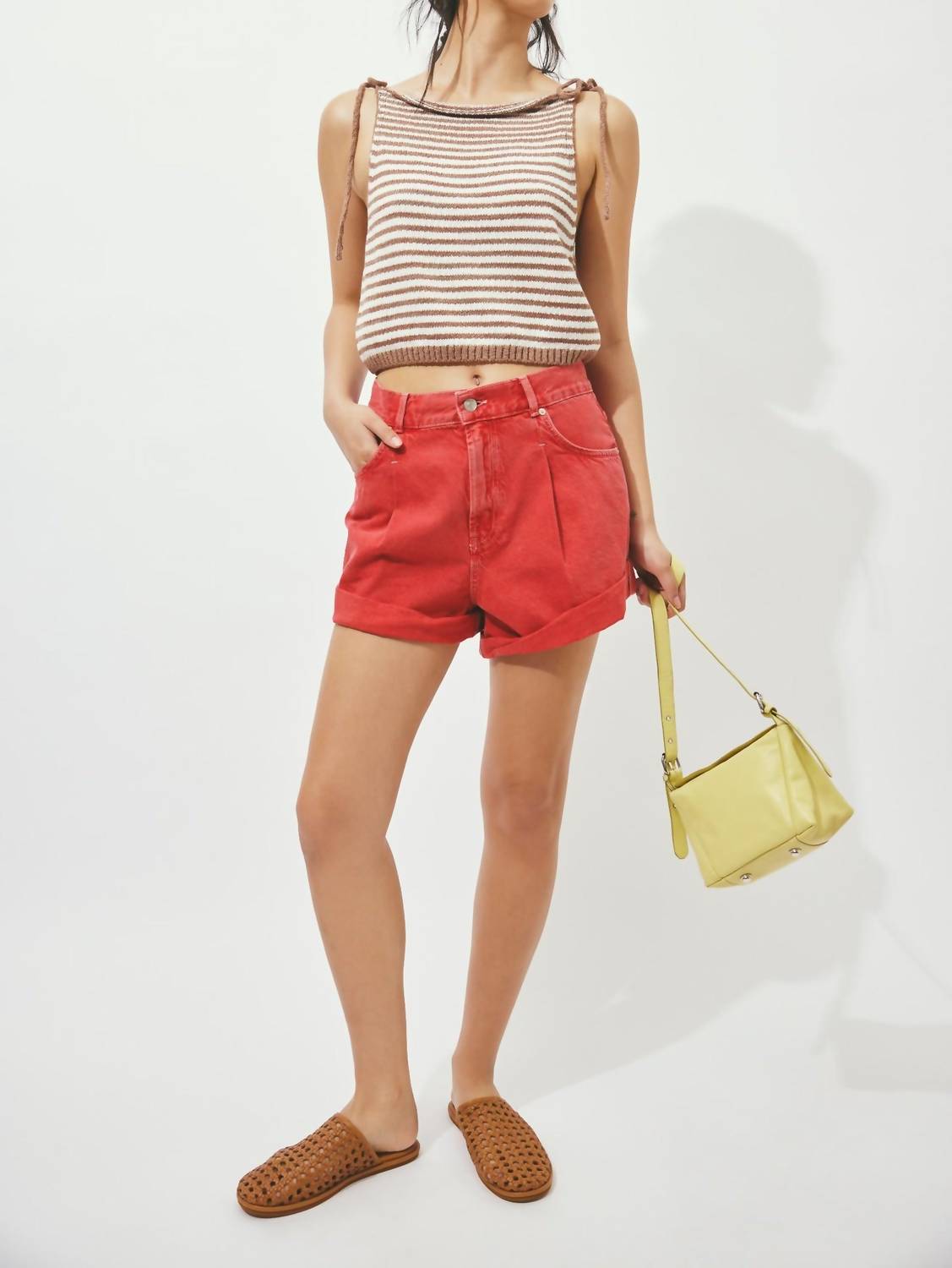 Free People - Claire Knit Tank Top - clothing - cotton - blend - red