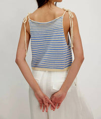 Free People - Claire Knit Tank Top - blue - clothing - cotton - blend