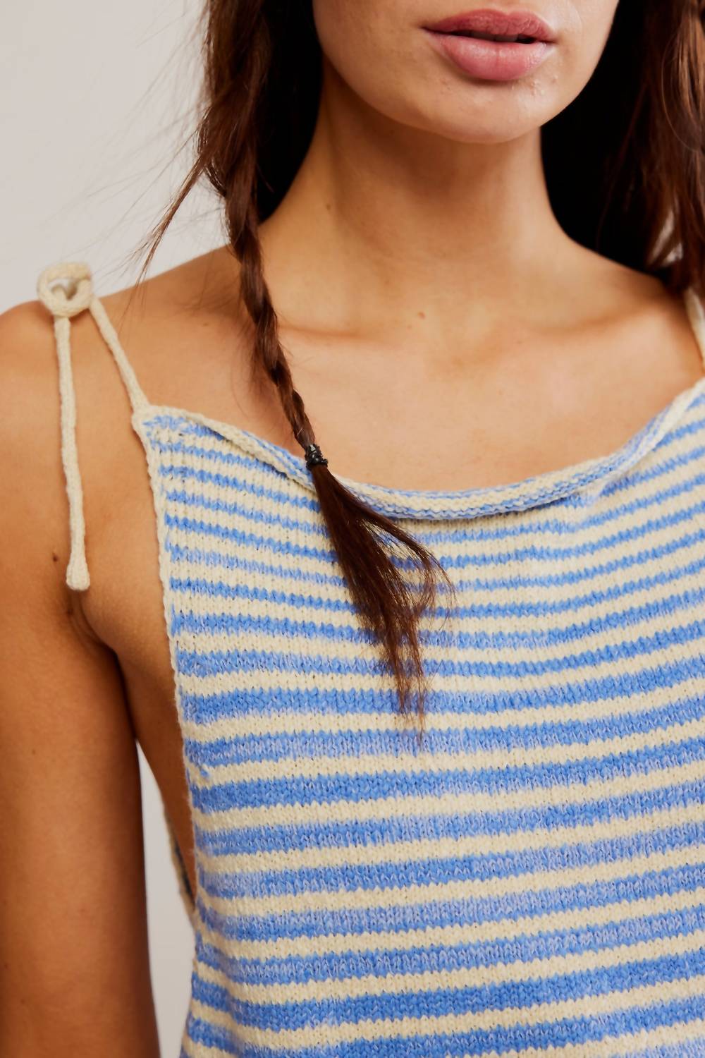 Free People - Claire Knit Tank Top - blue - clothing - cotton - blend