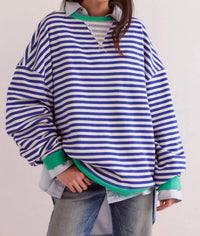 Free People - Classic Striped Crewneck Sweatshirt - clothing - cotton - hoodies