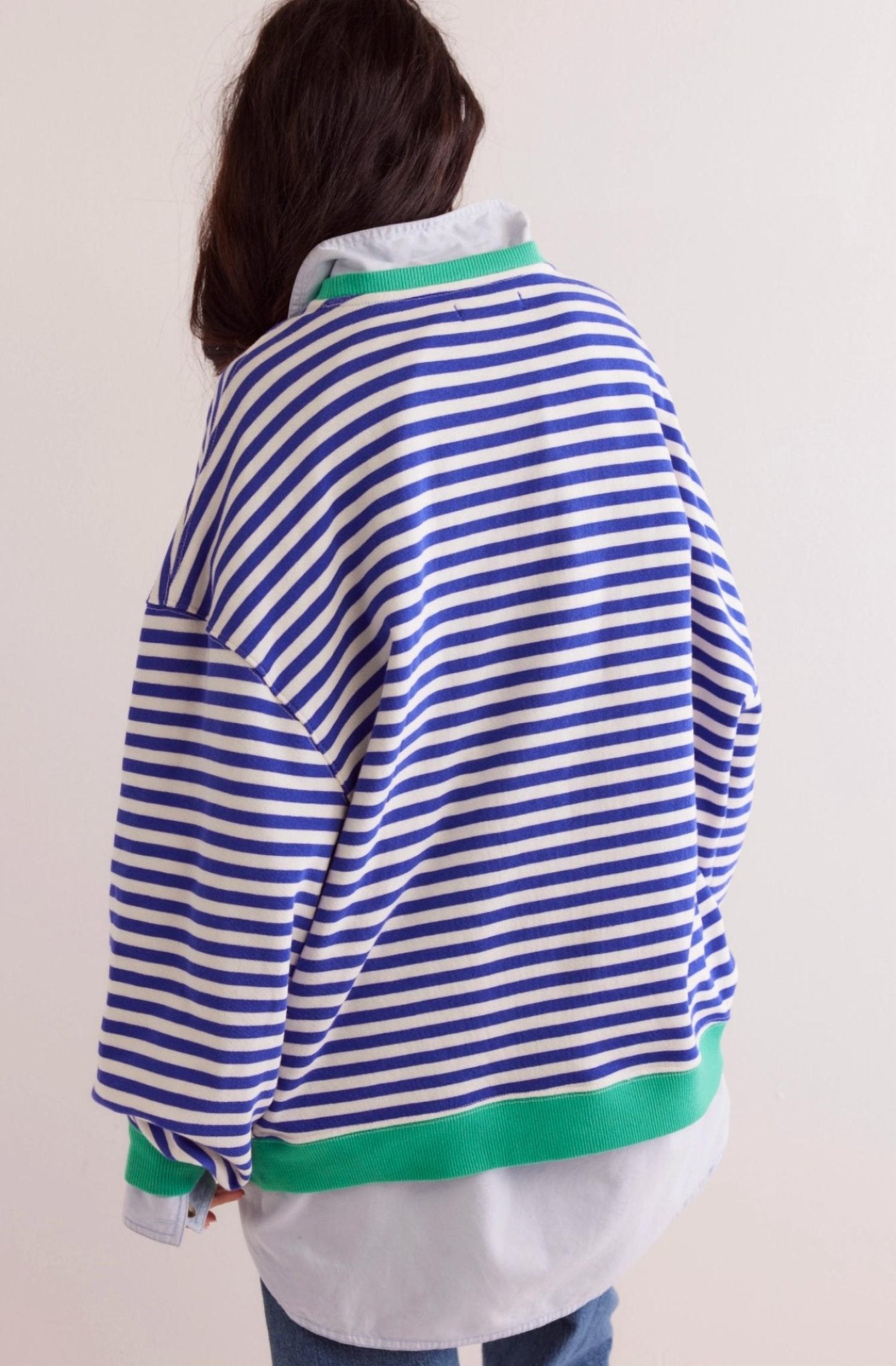 Free People - Classic Striped Crewneck Sweatshirt - clothing - cotton - hoodies