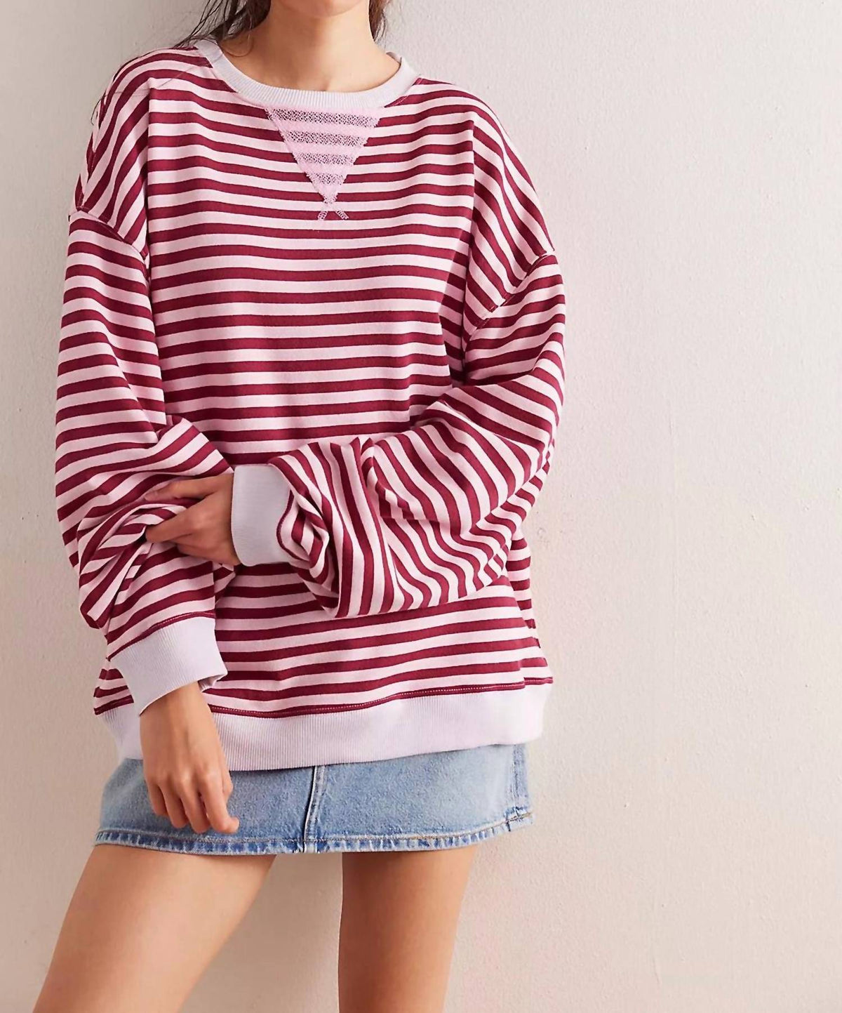 Free People - Classic Striped Oversized Crewneck Sweater