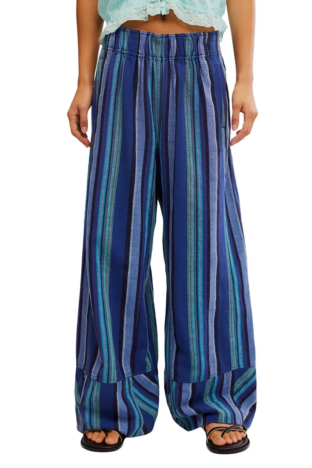 Free People - Day's End Linen Striped Pull-On Pants