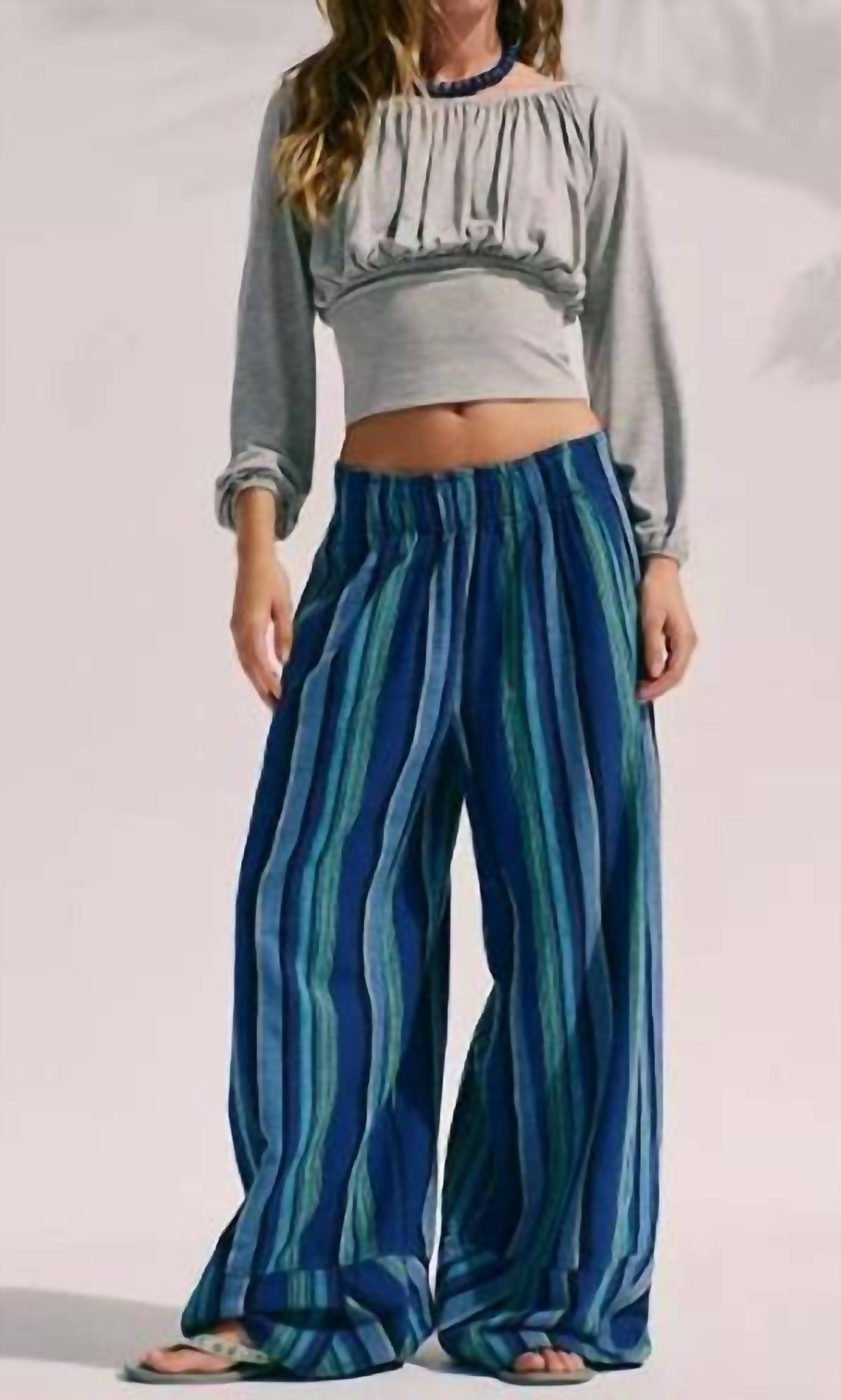 Free People - Day's End Linen Striped Pull-On Pants