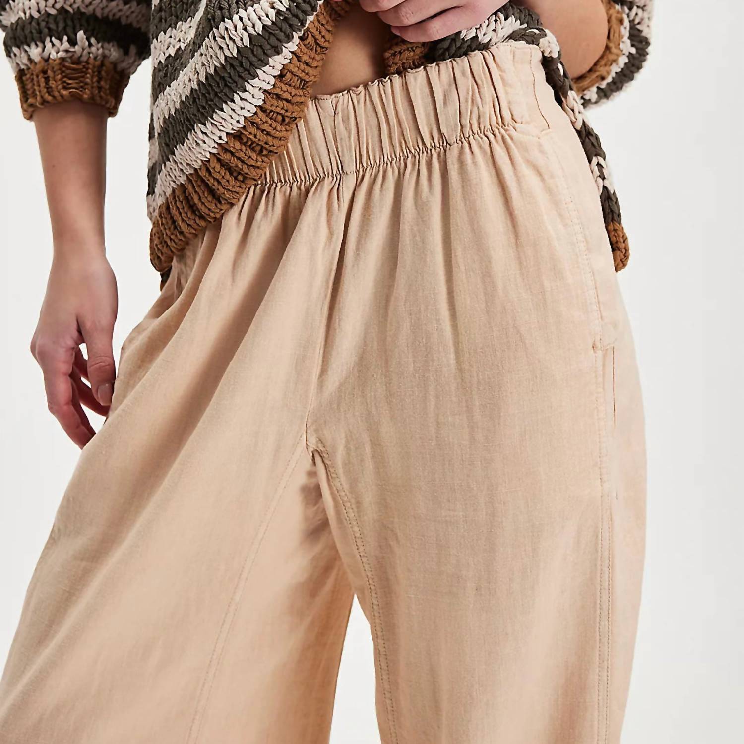 Free People - Days End Linen Pull - on Pants - beige - clothing - linen - blend