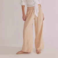 Free People - Days End Linen Pull - on Pants - beige - clothing - linen - blend