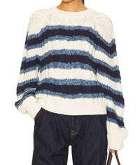 Free People - Frankie Cable Striped Pullover