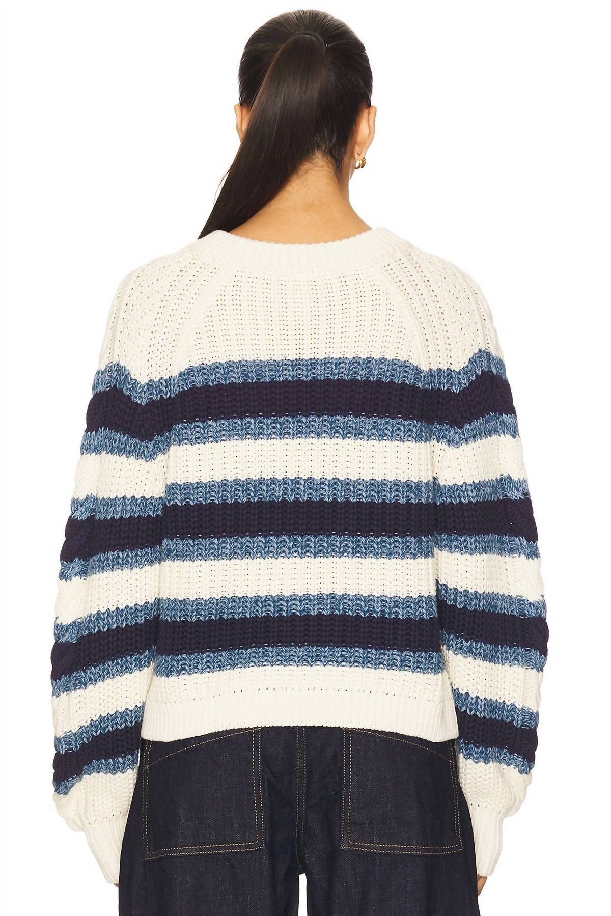 Free People - Frankie Cable Striped Pullover