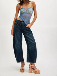 Free People - Good Luck Mid Rise Barrel Jeans - blue - clothing - flare