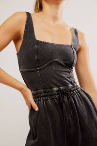 Free People - Inbound Onesie - black - clothing - cotton - blend