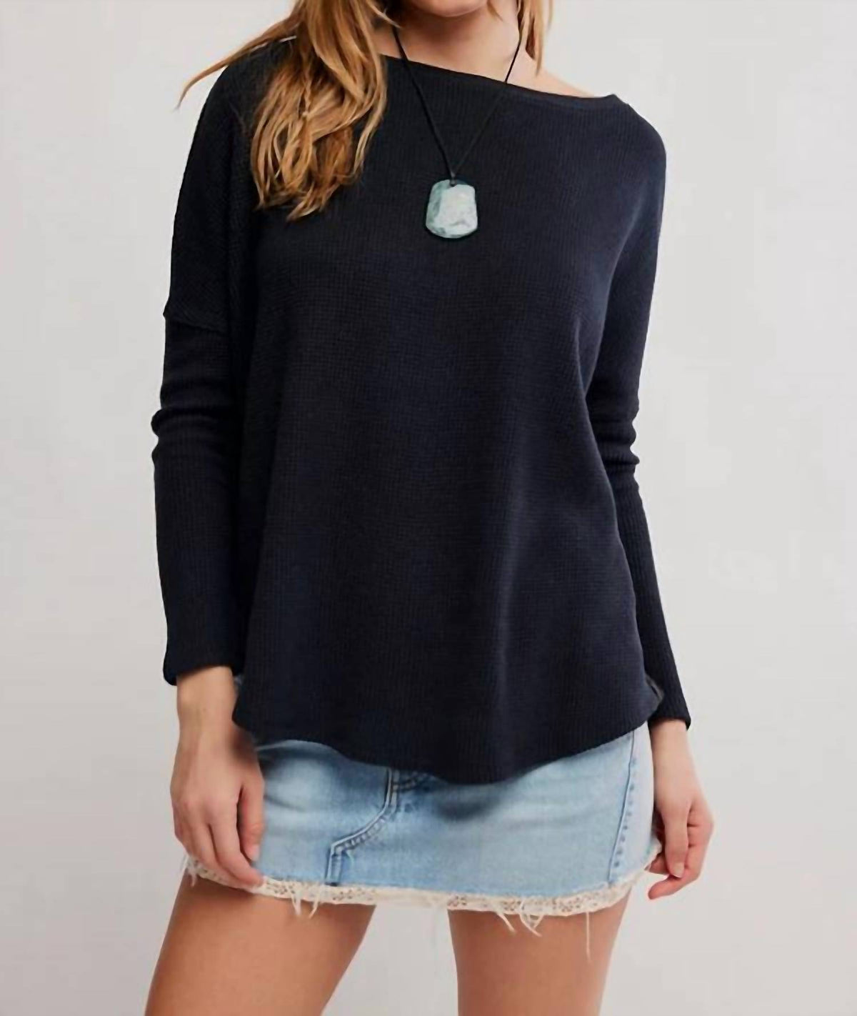 Free People - Latte Blues Thermal Solid Top