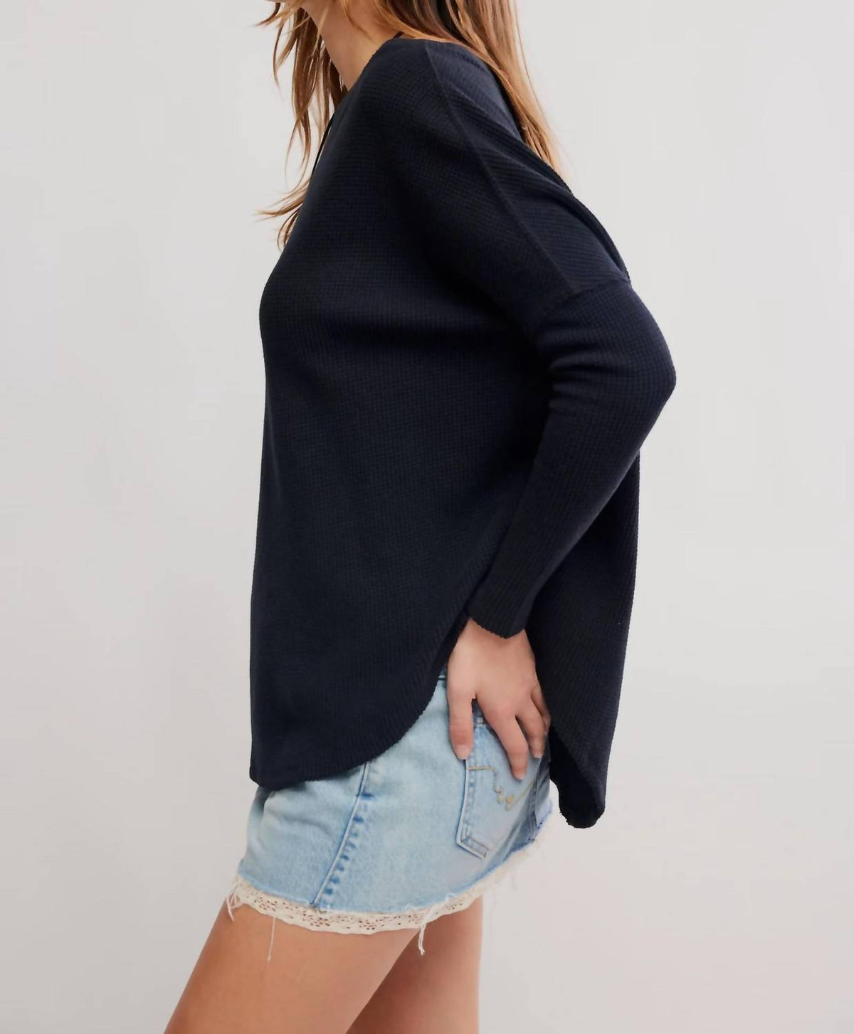 Free People - Latte Blues Thermal Solid Top