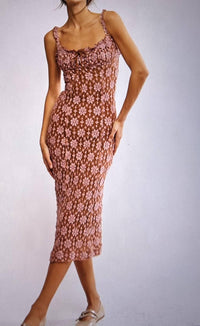 Free People - Lucinda Lace Midi Ginger Combo - brown - clothing - cotton - blend