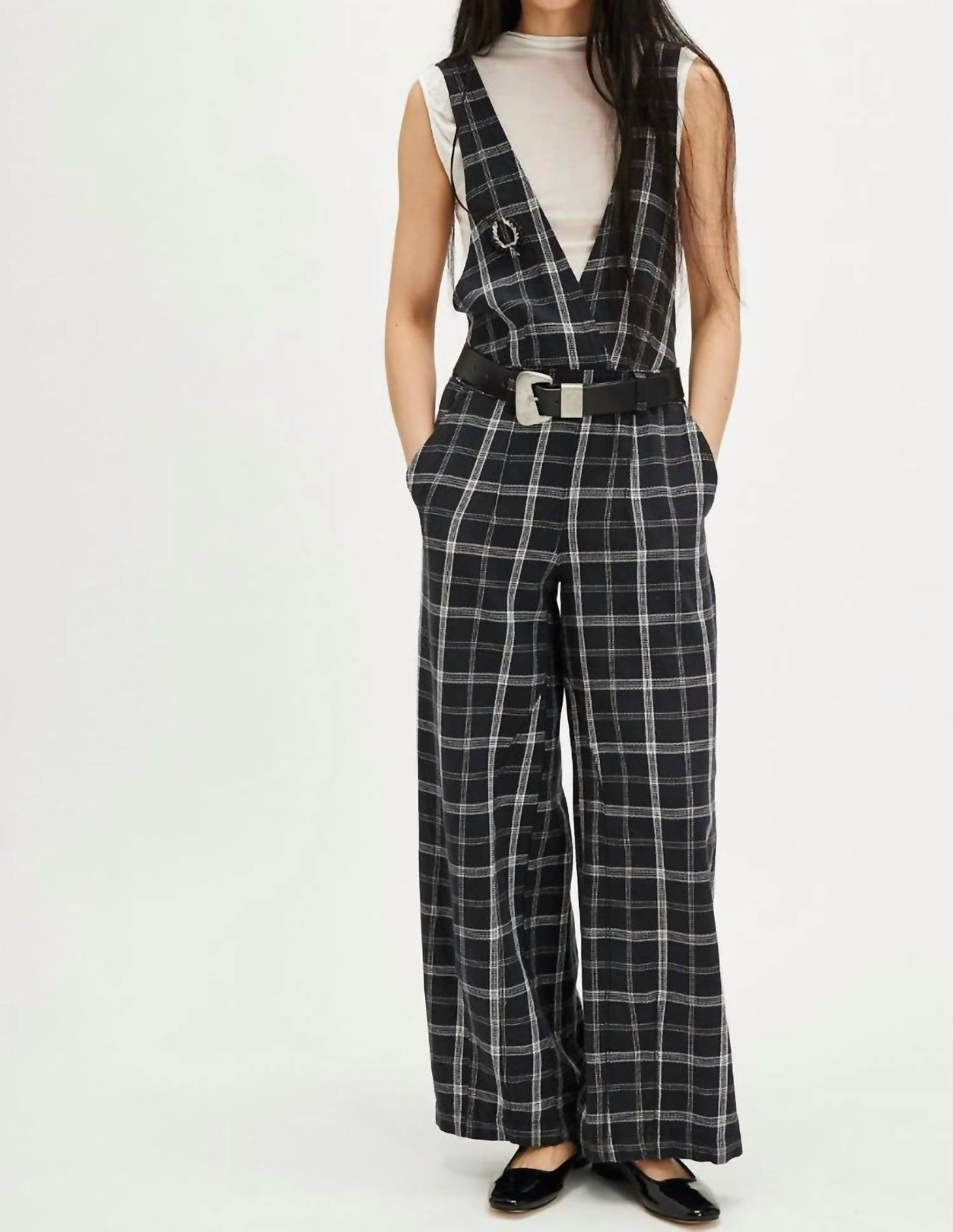 Free People - Mara Menswear Overalls - black - clothing - cotton