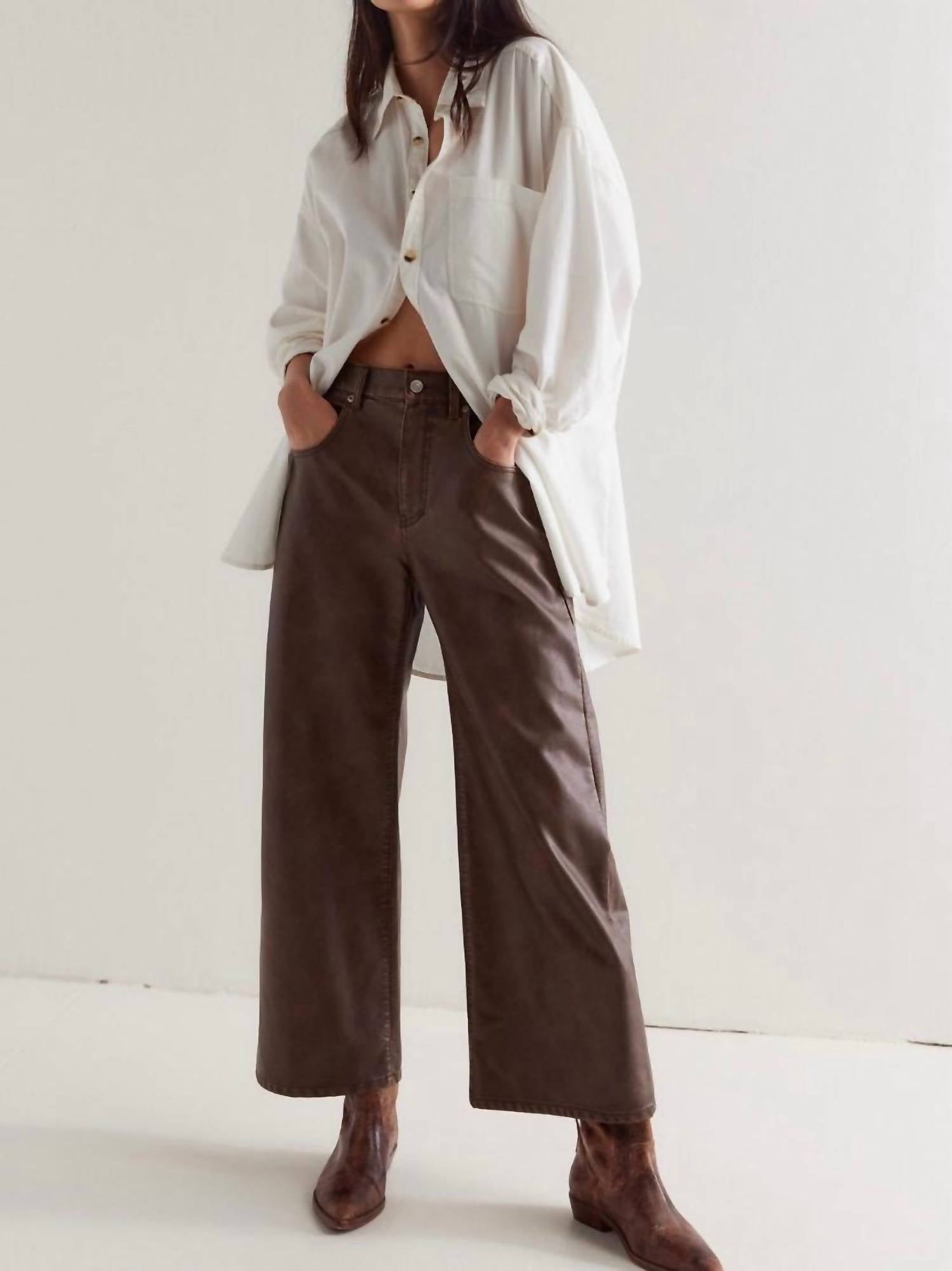 Free People - Misha Vegan Pants - brown - clothing - pants