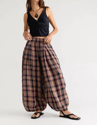 Free People - Moonflower Plaid Pull-On Balloon Pants