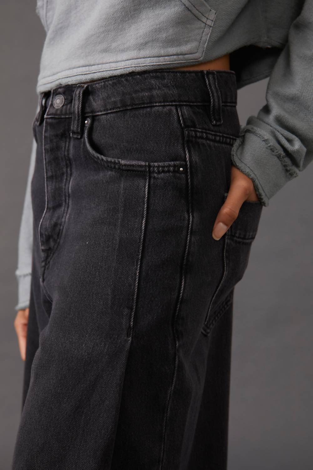 Free People - Old West Slouchy Jeans - black - clothing - flare