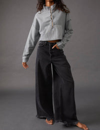 Free People - Old West Slouchy Jeans - black - clothing - flare