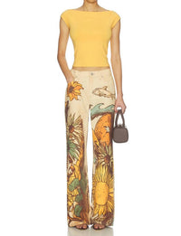 Free People - Printed Straight Leg Jeans