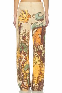 Free People - Printed Straight Leg Jeans