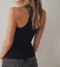 Free People - Ribbed Seamless Tank - black - clothing - nylon - blend