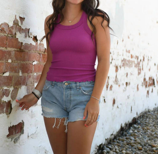 Free People - Ribbed Seamless Tank - clothing - nylon - blend - purple