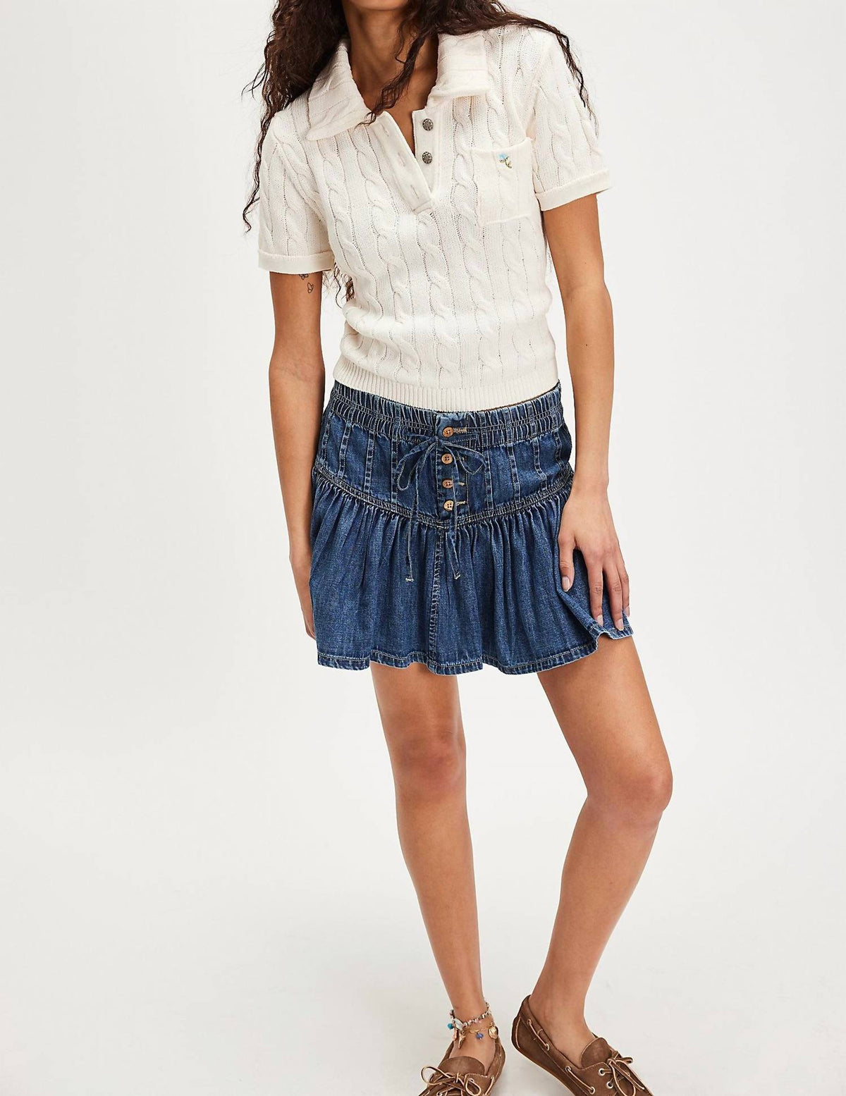Free People - Roselle Denim Mini Skirt
