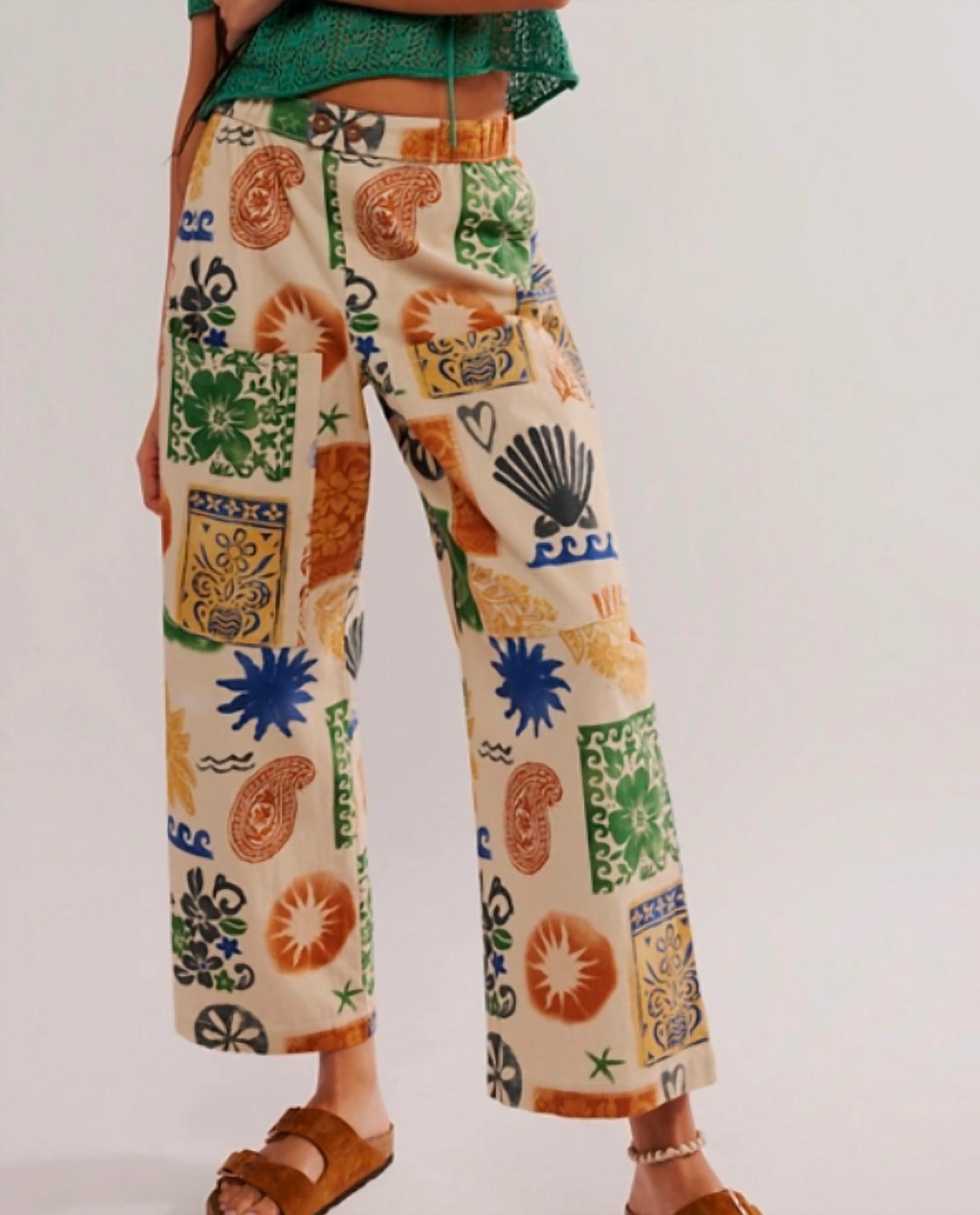 Free People - Seaside Pull - On Pants - clothing - cotton - graphic