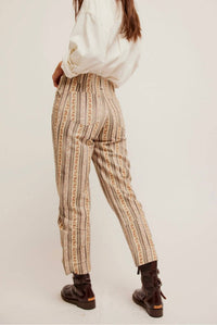 Free People - Super Sonic Printed Slim Pants - beige - clothing - cotton