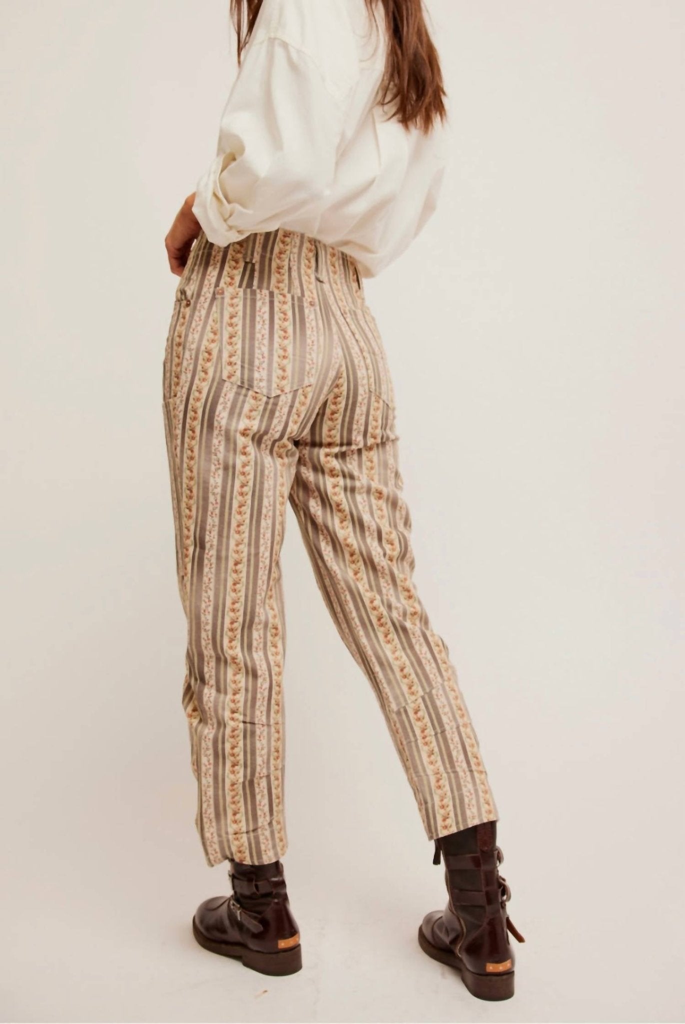 Free People - Super Sonic Printed Slim Pants - beige - clothing - cotton