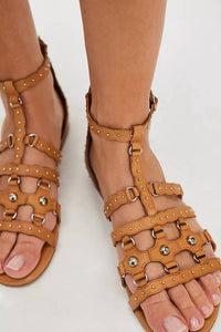 Free People - Women's Jade Gladiator Flat Sandal - brown - sandals - shoes