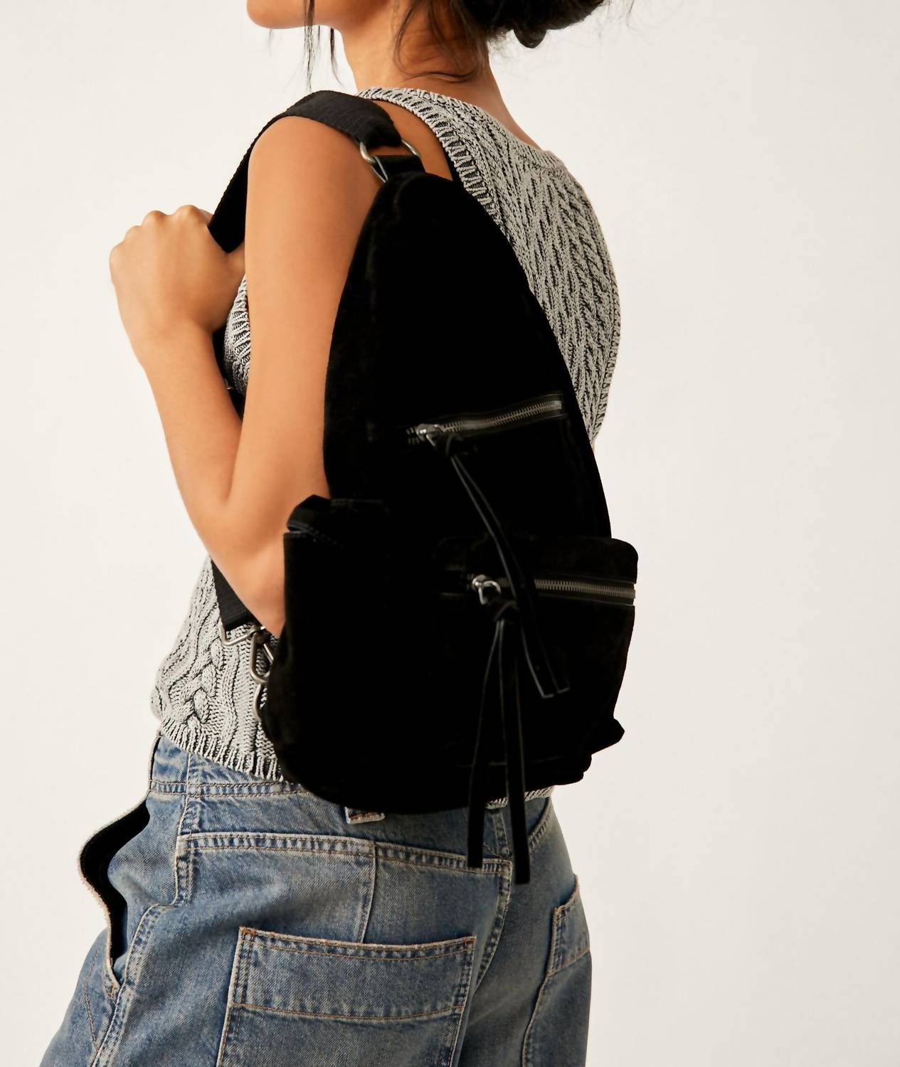 Free People - Women's Oxford Suede Sling Bag - bags - black - crossbody - bags