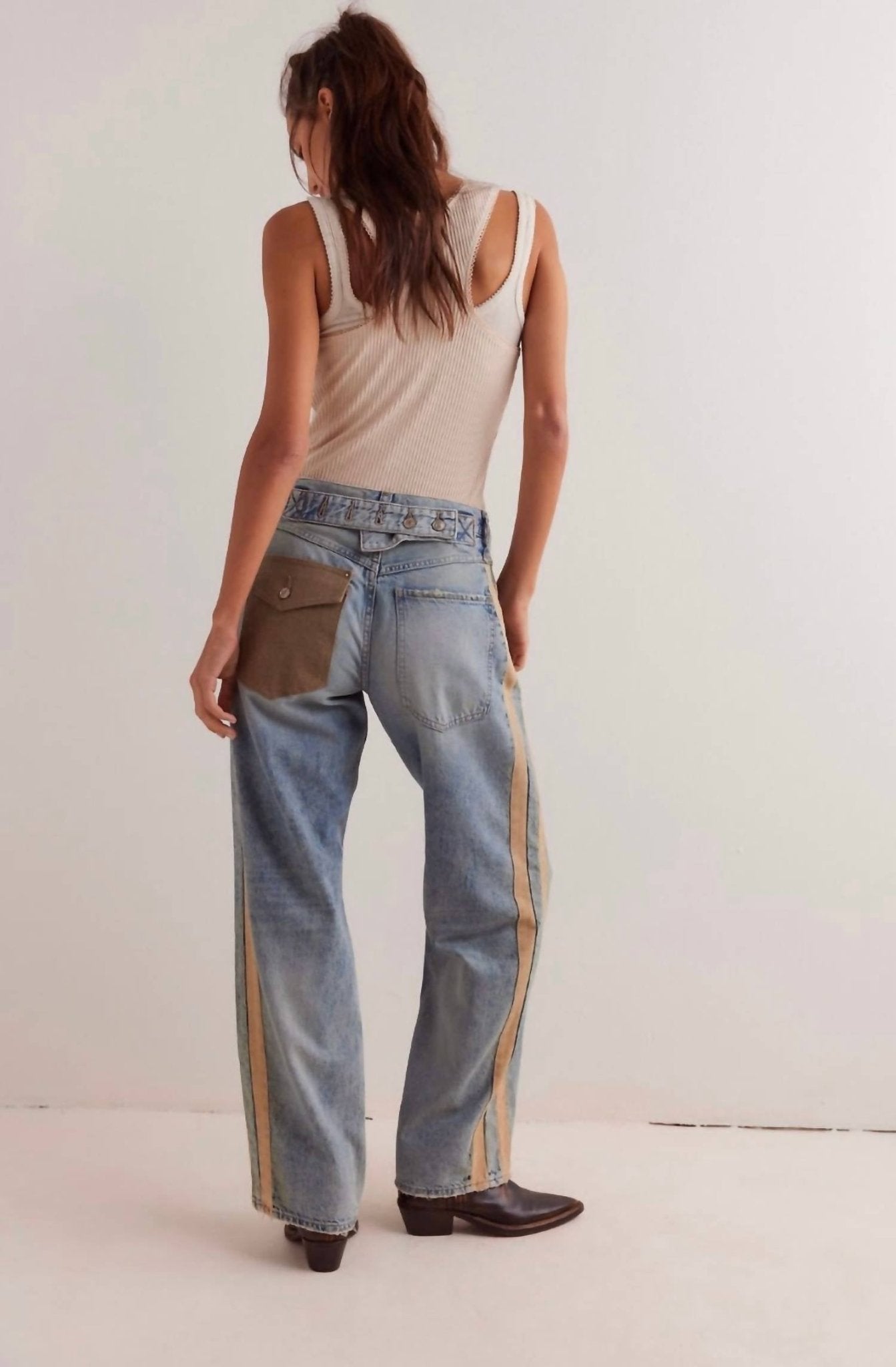 Free People - Zambi Slouchy Jeans - blue - clothing - cotton