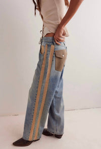 Free People - Zambi Slouchy Jeans - blue - clothing - cotton