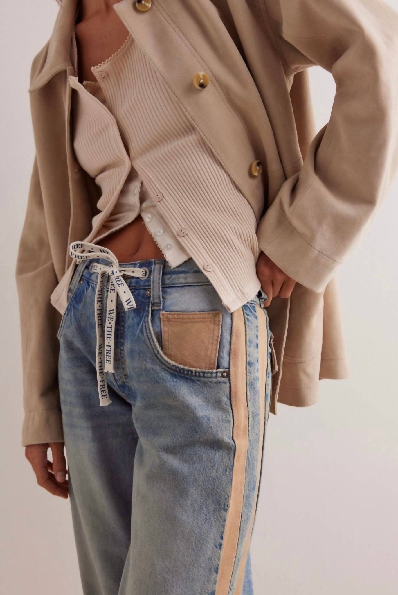 Free People - Zambi Slouchy Jeans - blue - clothing - cotton