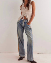 Free People - Zambi Slouchy Jeans - blue - clothing - cotton