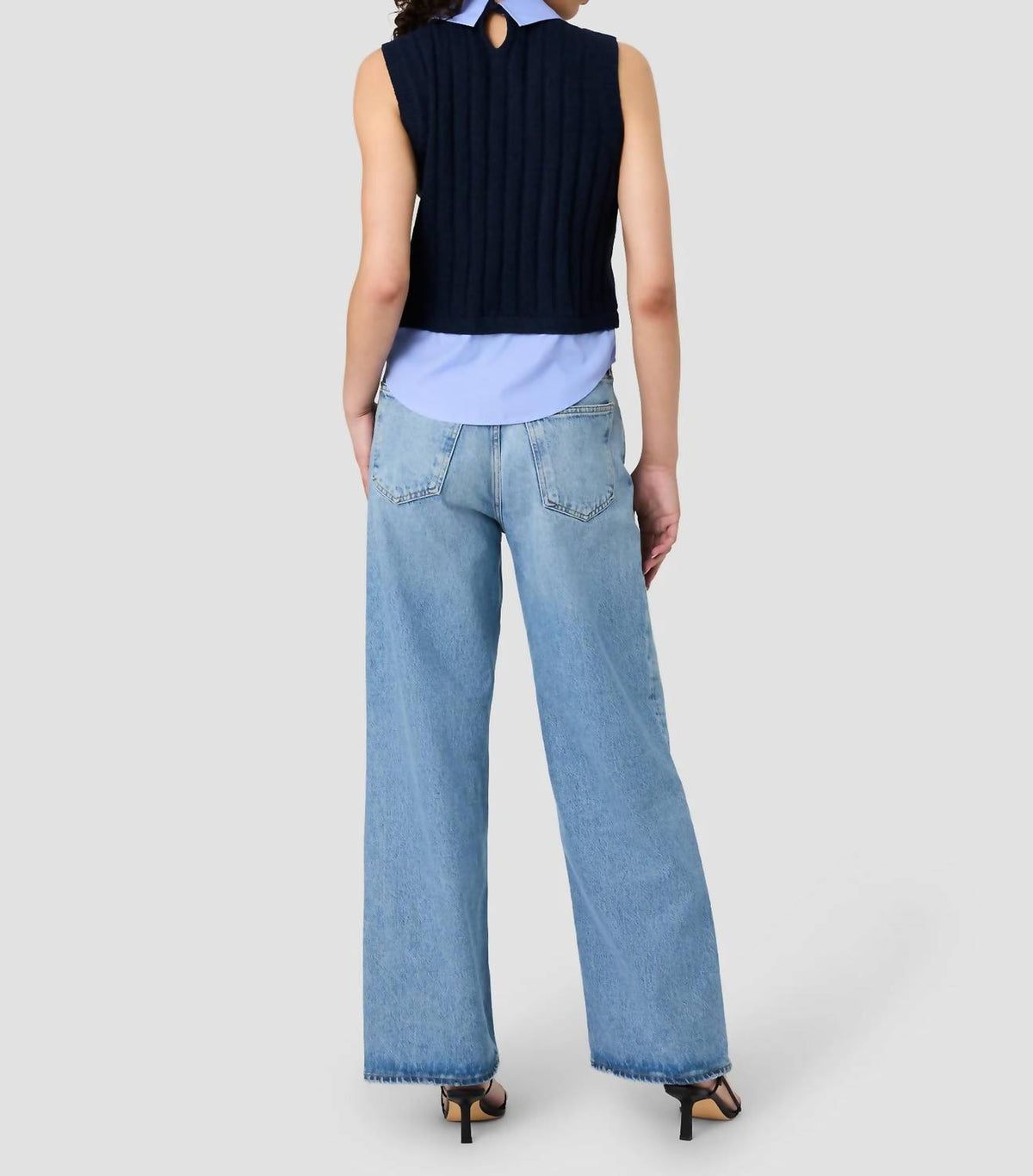 French Connection - Aleyna Knit Poplin Collared Vest