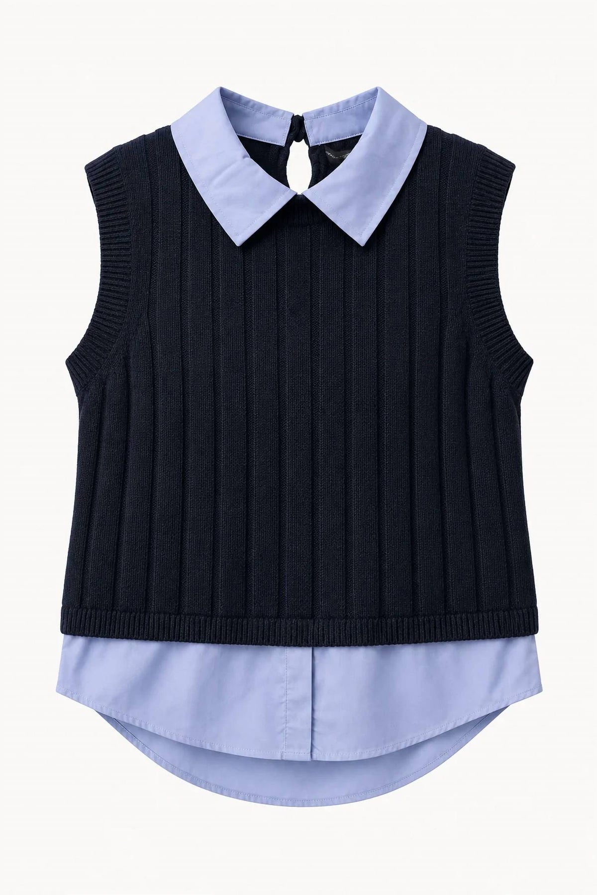 French Connection - Aleyna Knit Poplin Collared Vest