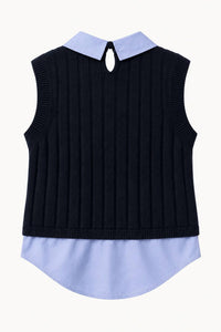 French Connection - Aleyna Knit Poplin Collared Vest