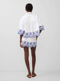 French Connection - ALISSA COTTON EMBROIDERED SHORTS - clothing - cotton - high - waist