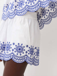 French Connection - ALISSA COTTON EMBROIDERED SHORTS - clothing - cotton - high - waist