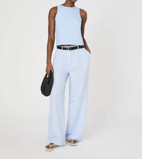 French Connection - Birdie Linen Swing Top - blouses - blue - clothing